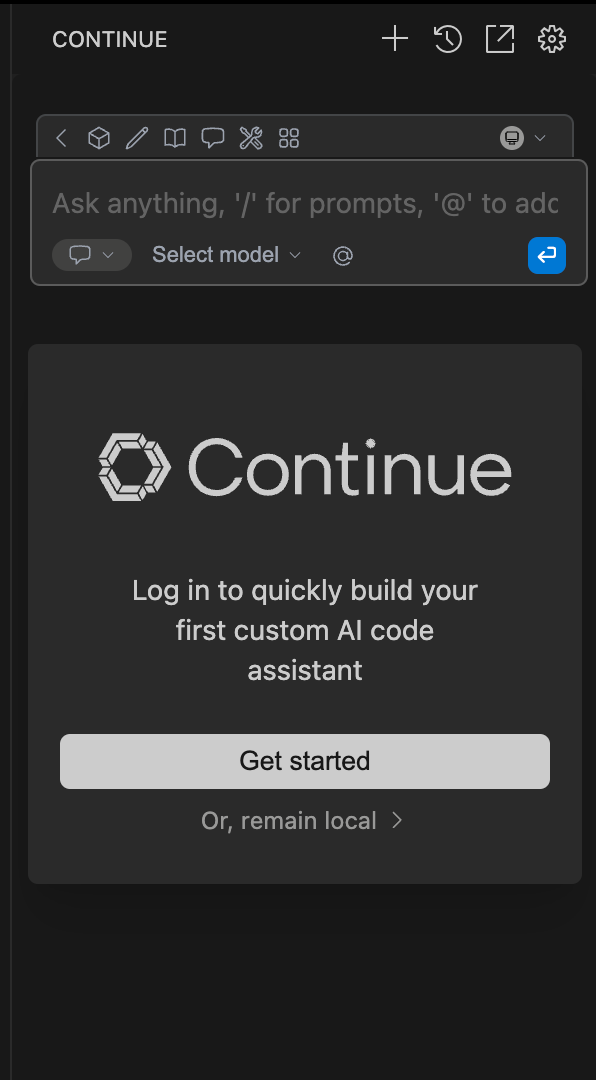 Continue インストール後初期画面